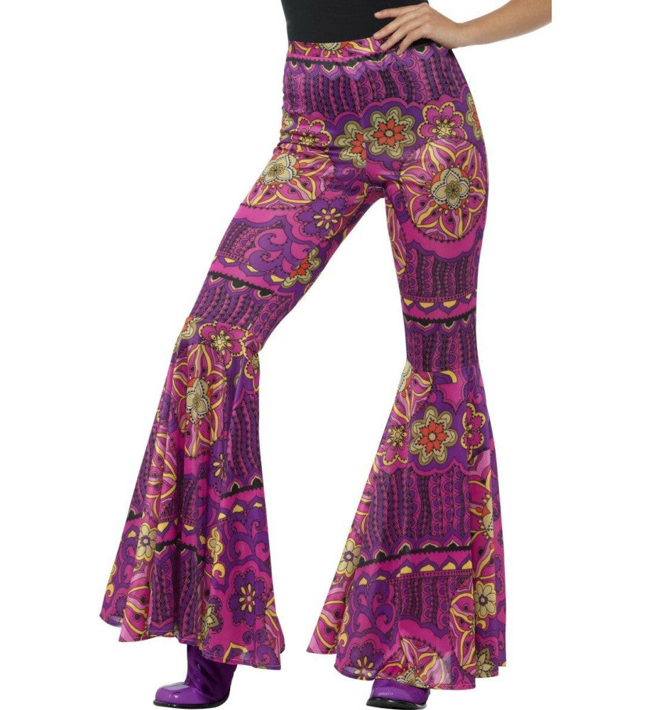 The Groovy 60's Adult Women Hippie Bell Bottoms Costume Accessories Pants  SM-MD