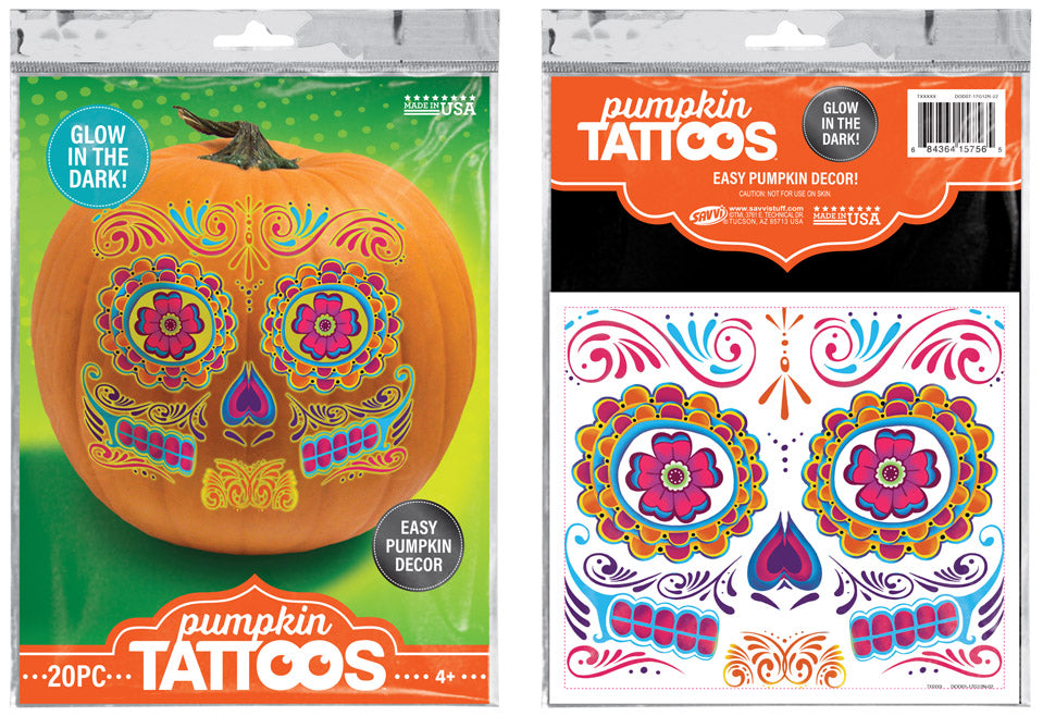 Savvi-Pumkin Decor Temporary Glow in the Dark Tattoos