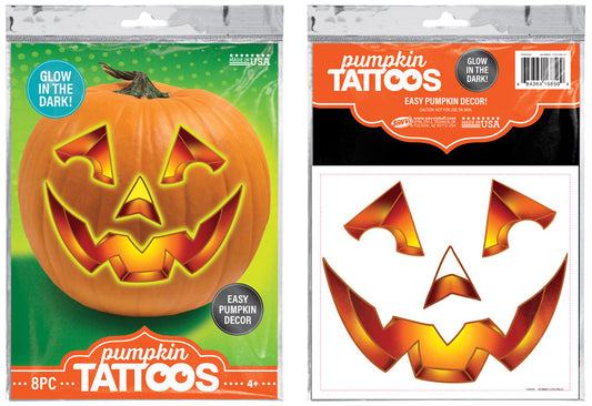 Savvi-Pumkin Decor Temporary Glow in the Dark Tattoos