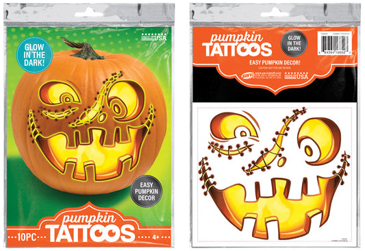 Savvi-Pumkin Decor Temporary Glow in the Dark Tattoos