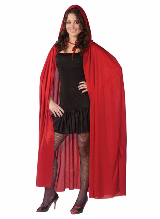 68" Hooded Cape Cloak Vampire Devil Adult Costume Accessory, Red, One Size