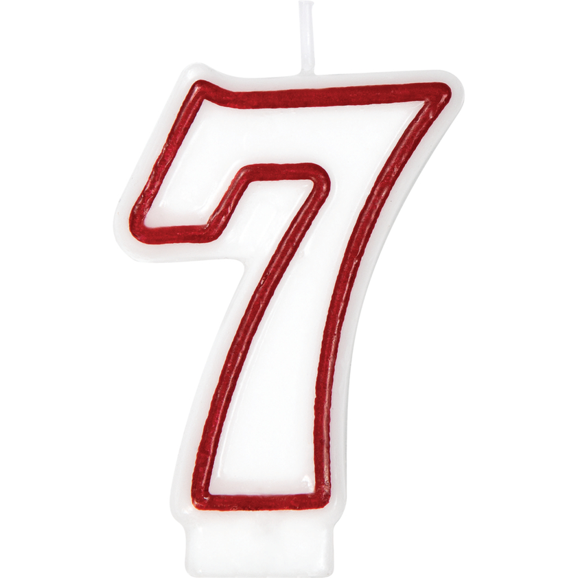 birthday candle wax red white number seven