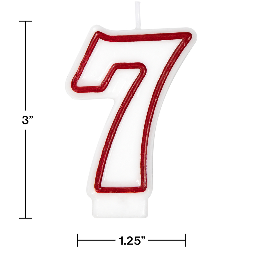 birthday candle wax red white number seven