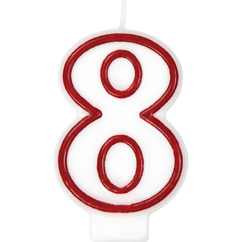 birthday candle wax red white number eight