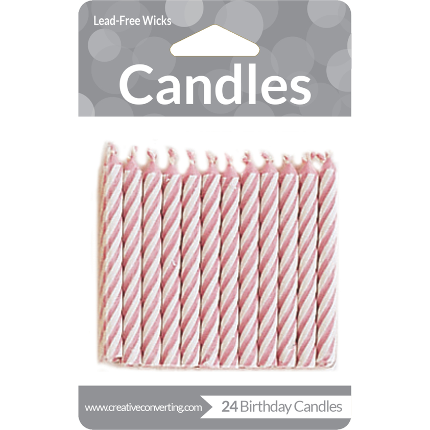 party supplies Striped candle pink