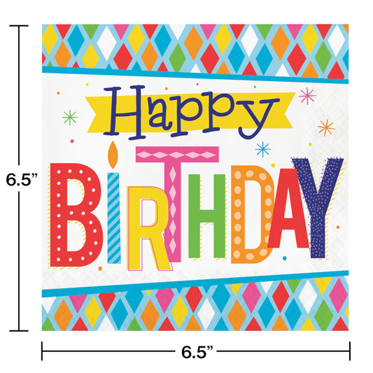 Bright Happy Birthday Luncheon Napkin party supplies