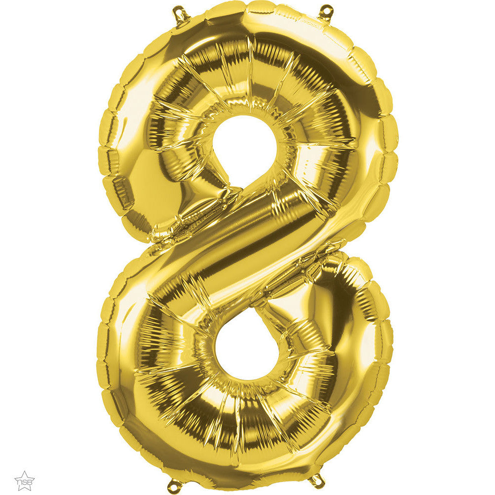 balloon foil number gold eight