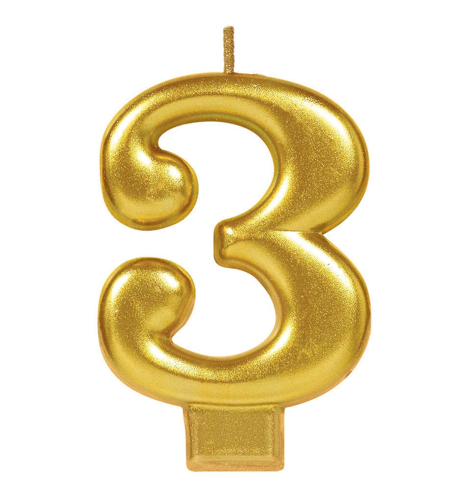 party supplies candle gold number metallic three