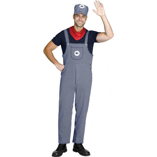 Train Engineer Adult Costume  Overalls Neckerchief Cap