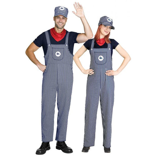 Train Engineer Adult Costume  Overalls Neckerchief Cap