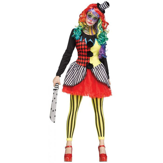 Freakshow Clown Adult Costume Dress Hat Footless Tights