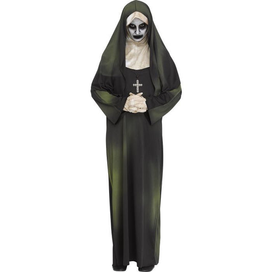 Possessed Nun Adult Women Costume Gown Habit Veil Gloves Necklace