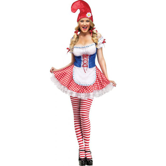 Sexy Gnome Adult Women Costume Dress Tights Hat