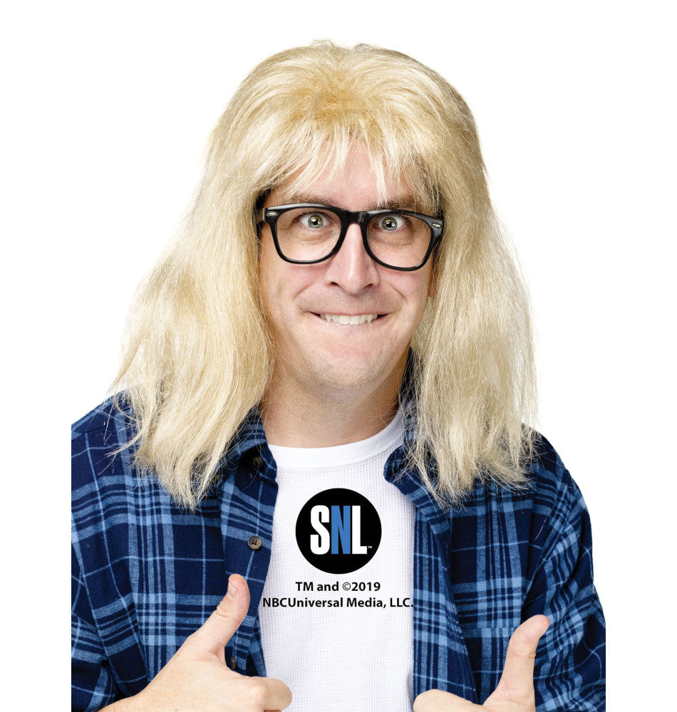 SNL Garth Algar Wig And Glasses Kit Wayne's World Adult Costume Accessory One wig One pair of glasses