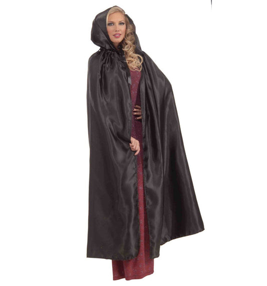 Fancy Masquerade Black Hooded Cloak Cape Adult Costume Accessory