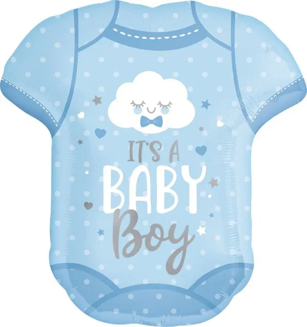 balloon foil baby boy onesie blue