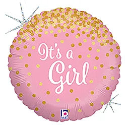 balloon foil baby girl pink