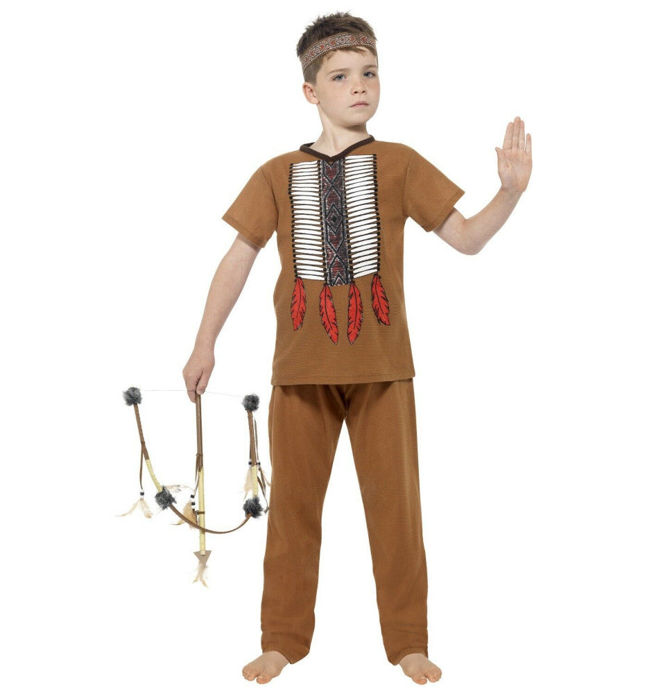 Smiffy's Native Indian Warrior Child Costume Top Trousers Headpiece