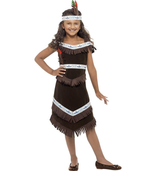 Native American Indian Girl Child Costume Fringed dress Feather headband