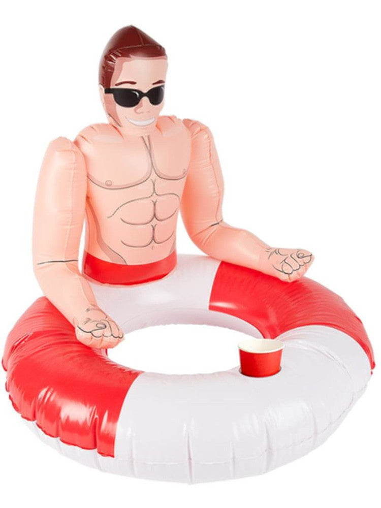 Inflatable lifeguard hunk swim ring, red & white One inflatable lifeguard hunk swim ring 88cm/35in